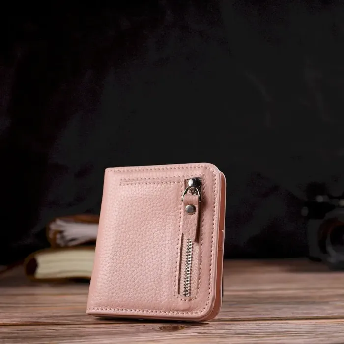 Женский кошелек небольшого размера из натуральной кожи флотар CANPELLINI 21797 Розовый