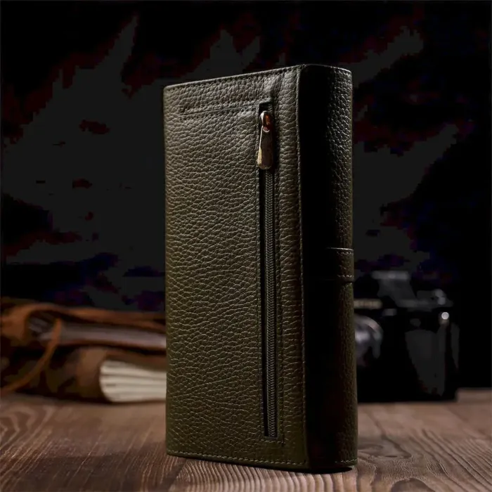 Жіночий гаманець з великою кількістю відділень із натуральної шкіри Tony Bellucci 22066 Оливковий