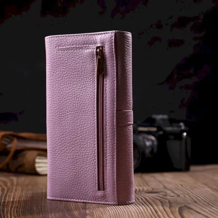 Женский кошелек с большим количеством отделений нежного цвета из натуральной кожи Tony Bellucci 21958 Лиловый