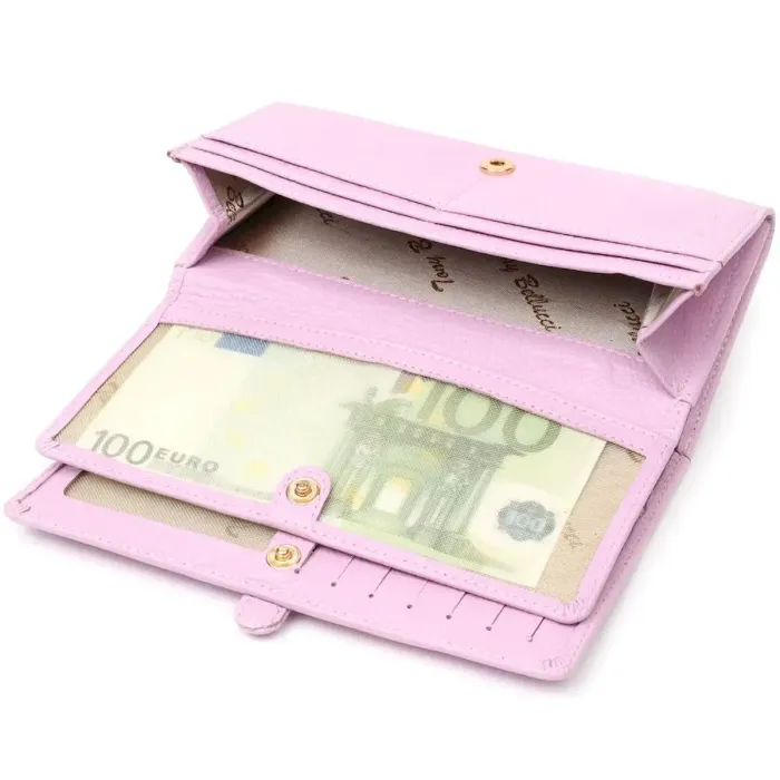 Женский кошелек с большим количеством отделений нежного цвета из натуральной кожи Tony Bellucci 21958 Лиловый