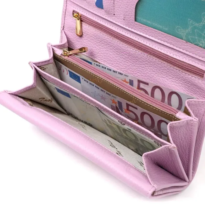 Женский кошелек с большим количеством отделений нежного цвета из натуральной кожи Tony Bellucci 21958 Лиловый