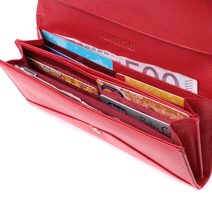Жіночий гаманець із геометричним клапаном із натуральної шкіри ST Leather 22545 Червоний