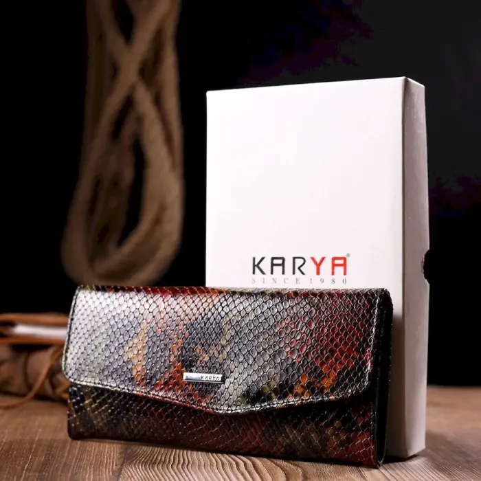 Жіночий гаманець із фактурною шкірою під рептилію KARYA 21113 Різнокольоровий