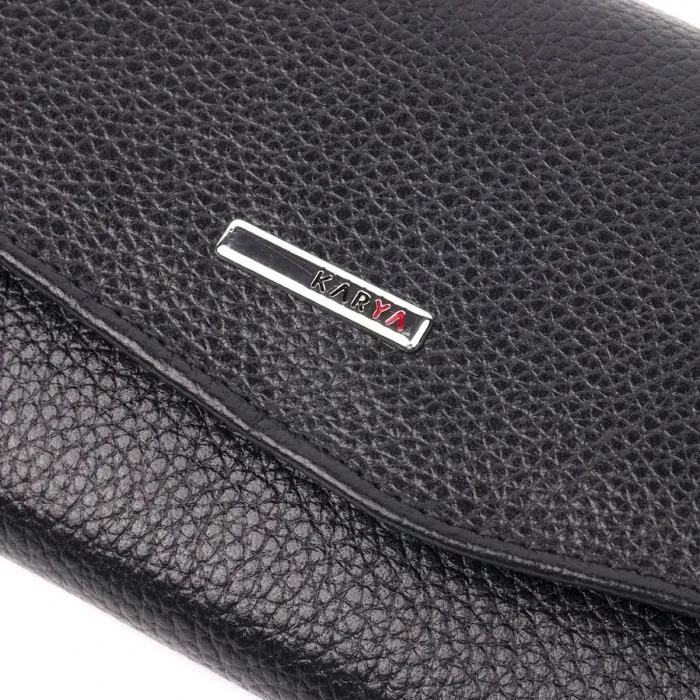 Жіночий гаманець з клапаном із гладкої шкіри KARYA 21116 Чорний