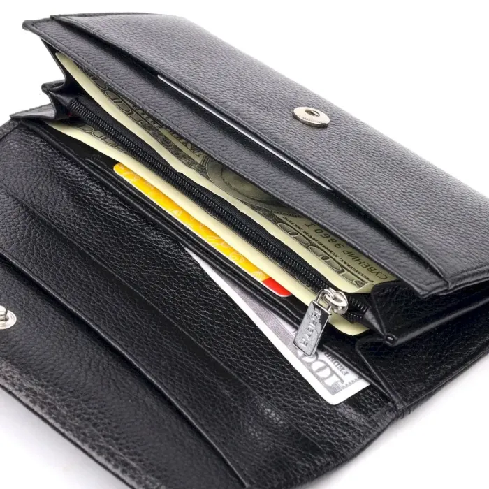 Жіночий гаманець з клапаном із гладкої шкіри KARYA 21116 Чорний