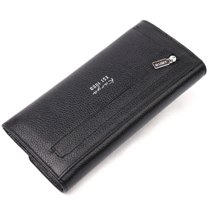 Жіночий гаманець з клапаном із гладкої шкіри KARYA 21116 Чорний