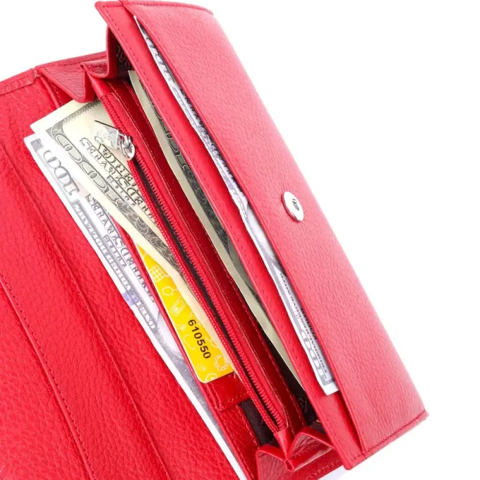 Жіночий гаманець з клапаном із гладкої шкіри KARYA 21110 Червоний