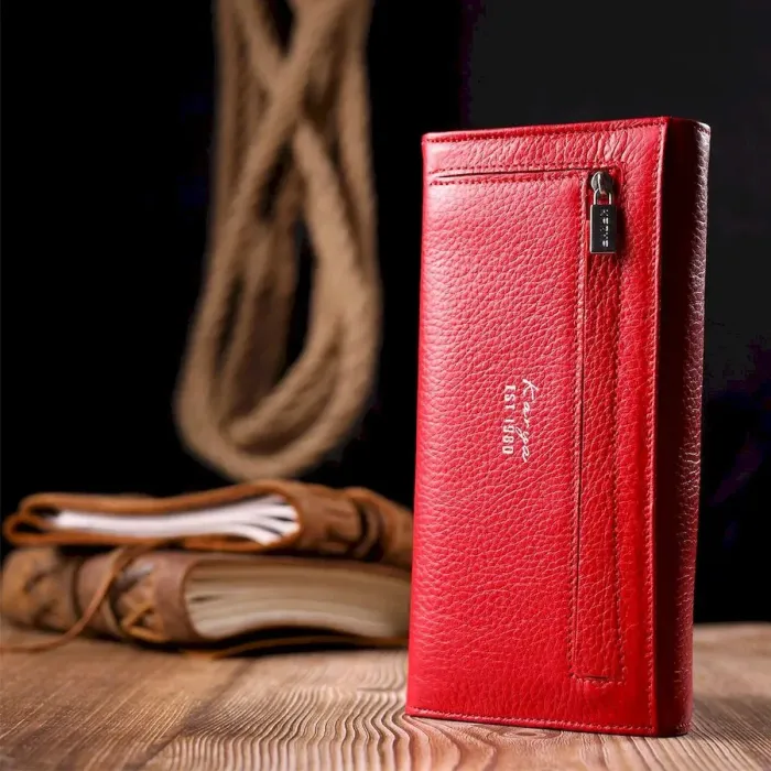 Жіночий гаманець з клапаном із гладкої шкіри KARYA 21110 Червоний