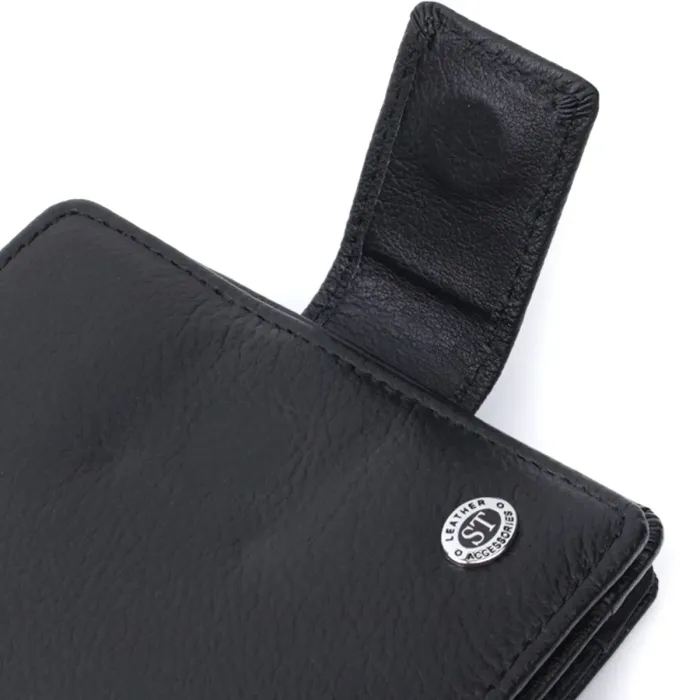 Жіночий гаманець з монетницею та блоком для пропусків із натуральної шкіри ST Leather 22713 Чорний