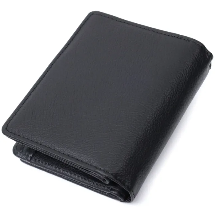 Жіночий гаманець з монетницею та блоком для пропусків із натуральної шкіри ST Leather 22713 Чорний