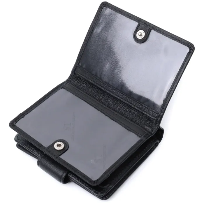 Жіночий гаманець з монетницею та блоком для пропусків із натуральної шкіри ST Leather 22713 Чорний