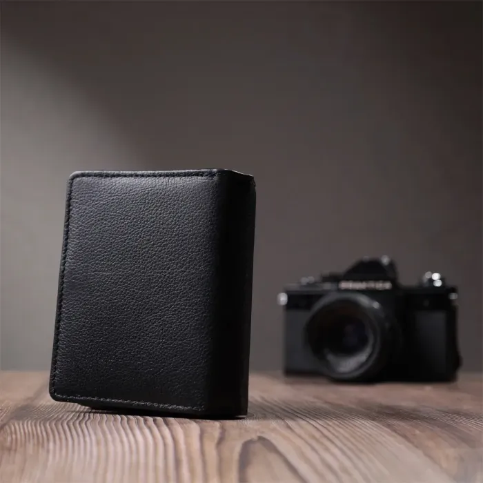 Жіночий гаманець з монетницею та блоком для пропусків із натуральної шкіри ST Leather 22713 Чорний