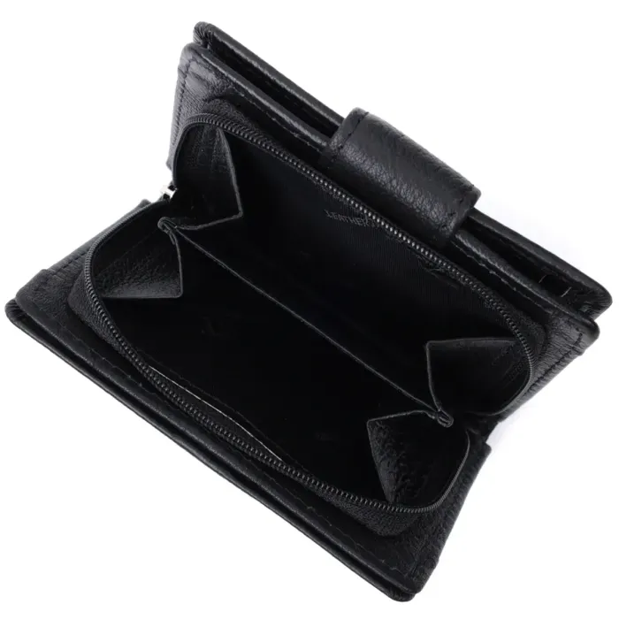 Жіночий гаманець з монетницею та блоком для пропусків із натуральної шкіри ST Leather 22713 Чорний