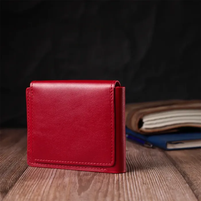 Жіночий гаманець з монетницею із глянсової натуральної шкіри GRANDE PELLE 16808 Червоний