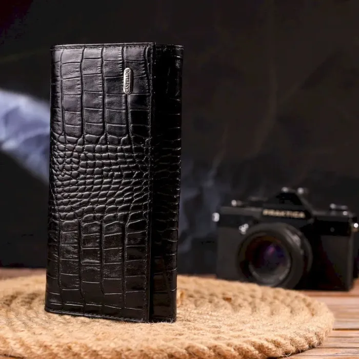 Жіночий гаманець із монетницею з натуральної фактурної шкіри CANPELLINI 21525 Чорний