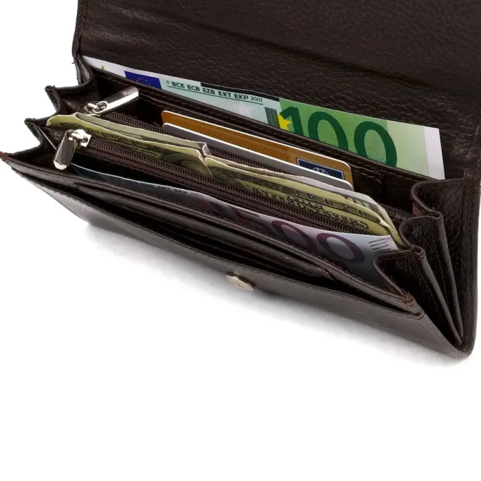 Жіночий гаманець зі зручним функціоналом шкіряний CANPELLINI 21723 Коричневий