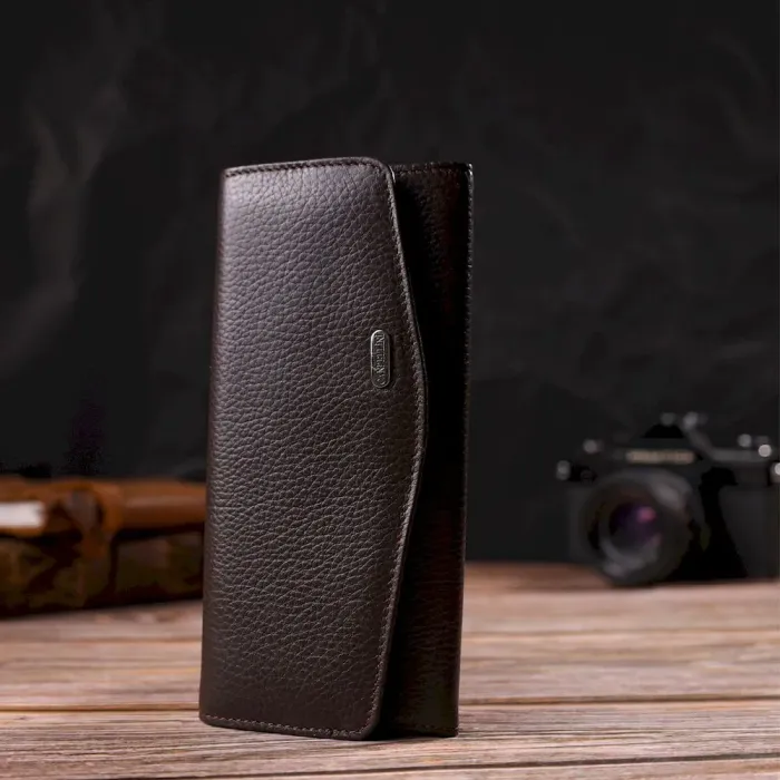 Жіночий гаманець зі зручним функціоналом шкіряний CANPELLINI 21723 Коричневий