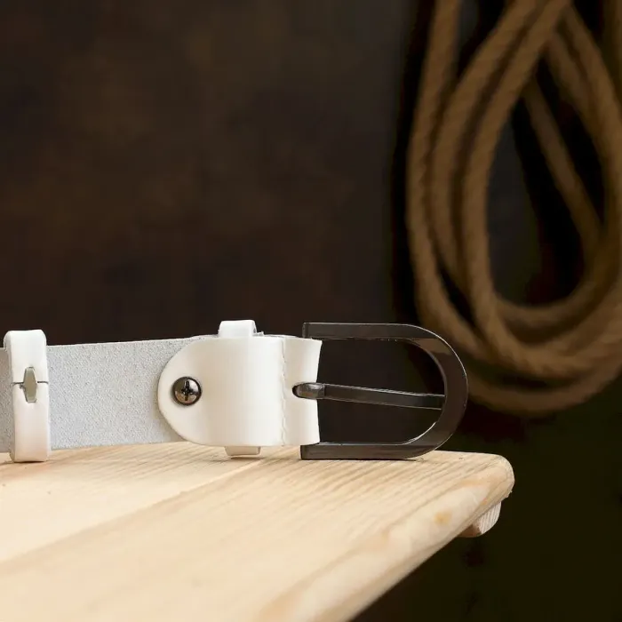 Женский кожаный гладкий ремень Vintage 20797 Белый