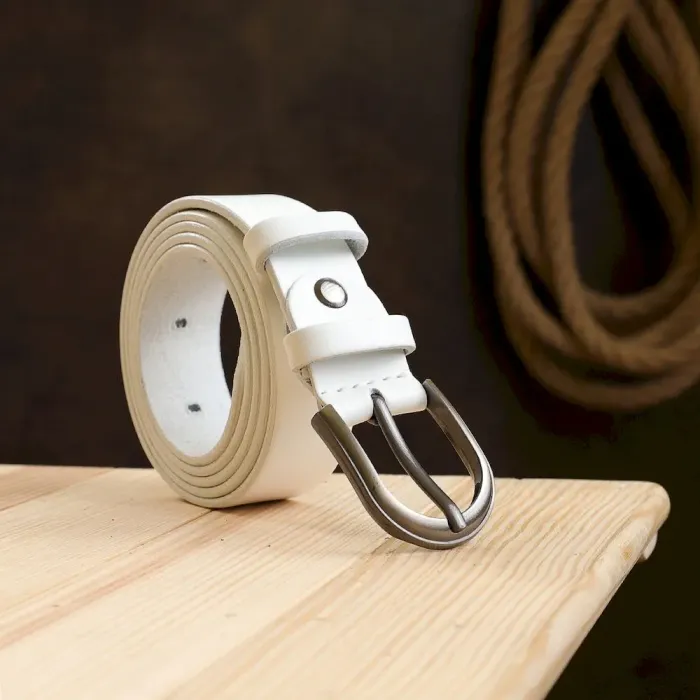 Женский кожаный гладкий ремень Vintage 20797 Белый