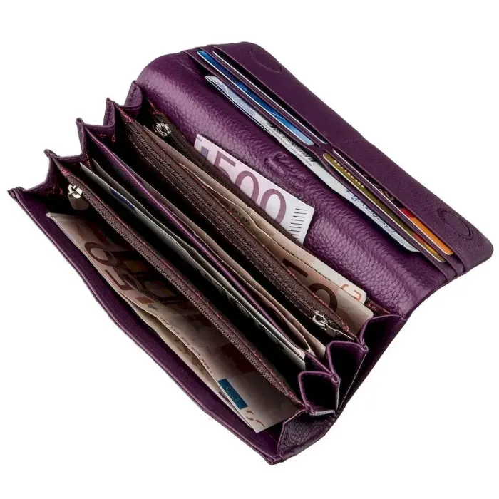 Жіночий гаманець шкіряний флотар KARYA 17376 Фіолетовий