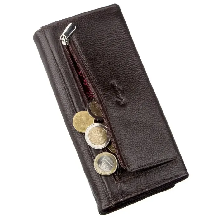 Жіночий гаманець шкіряний флотар KARYA 17377 Коричневий