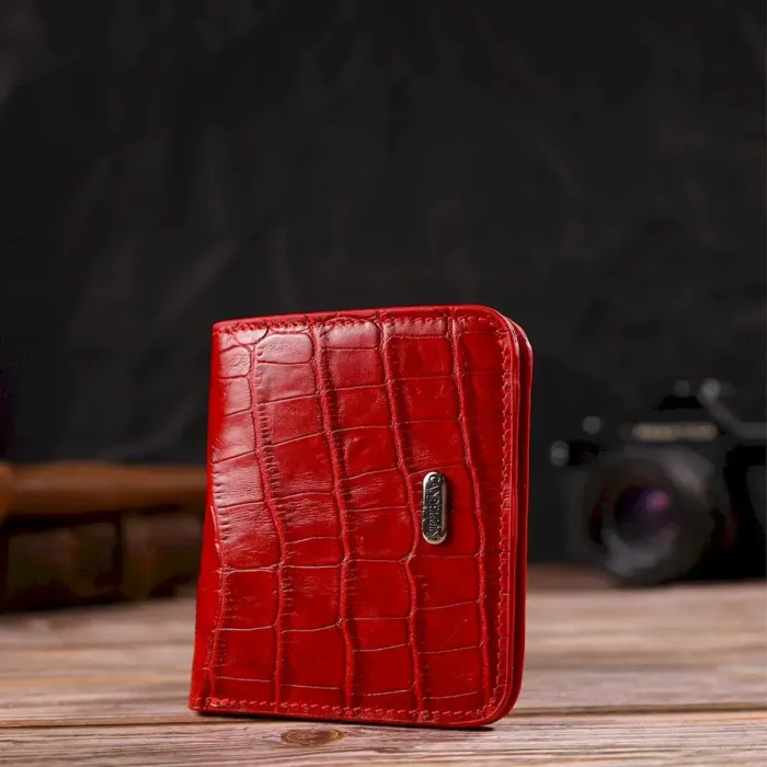 Маленький гаманець з натуральної шкіри з тисненням під крокодила CANPELLINI 21795