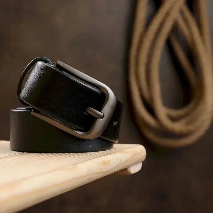 Жіночий ремінь з натуральної шкіри Vintage 20776 Чорний