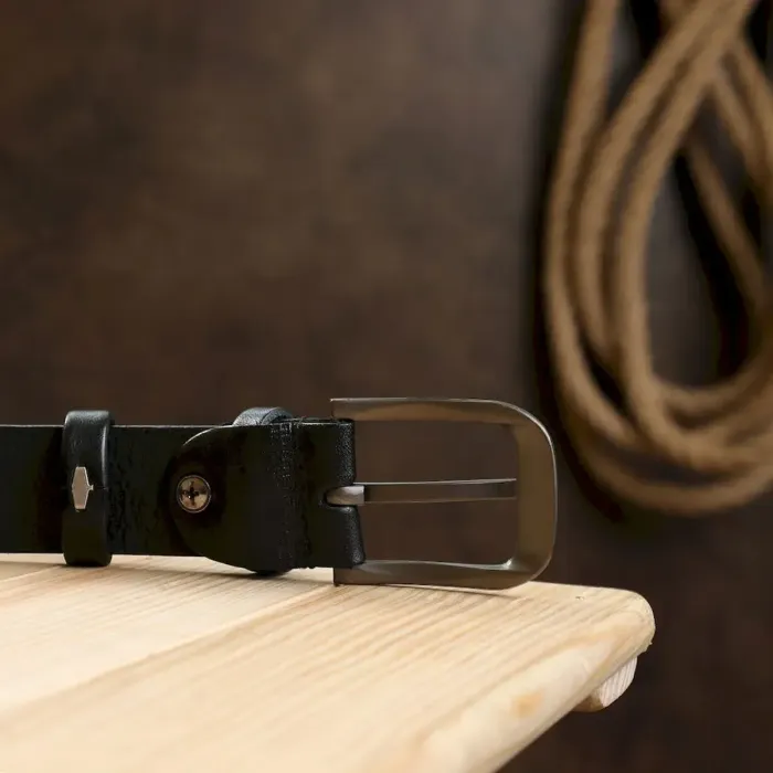 Жіночий ремінь з натуральної шкіри Vintage 20776 Чорний