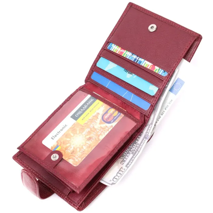 Практичний жіночий гаманець з натуральної шкіри ST Leather 22554 Бордовий