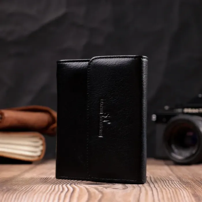 Жіночий симпатичний гаманець із монетницею з натуральної шкіри ST Leather 19494 Чорний