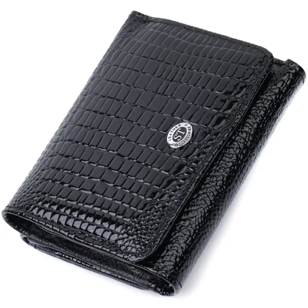Жіночий стильний гаманець із фактурної натуральної шкіри ST Leather 22732 Чорний