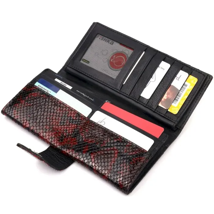 Женский стильный кошелек из натуральной фактурной кожи под змею KARYA 21030 Разноцветный