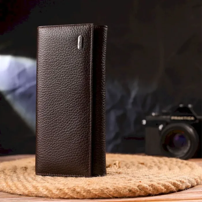 Женский стильный кошелек из натуральной зернистой кожи CANPELLINI 21629 Коричневый