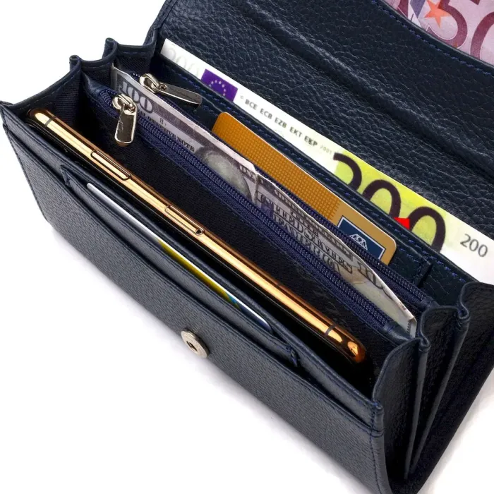 Жіночий стильний гаманець із зручним функціоналом шкіряний CANPELLINI 21725 Синій