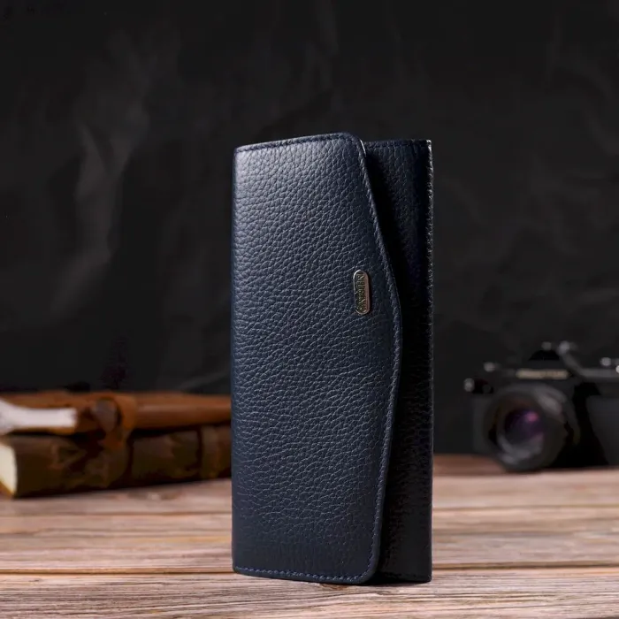 Жіночий стильний гаманець із зручним функціоналом шкіряний CANPELLINI 21725 Синій