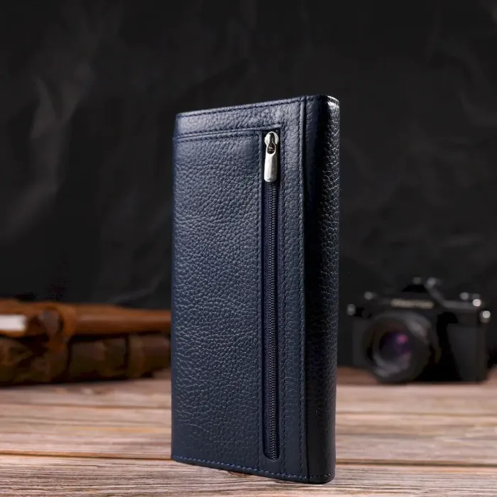 Жіночий стильний гаманець із зручним функціоналом шкіряний CANPELLINI 21725 Синій