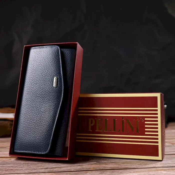 Жіночий стильний гаманець із зручним функціоналом шкіряний CANPELLINI 21725 Синій