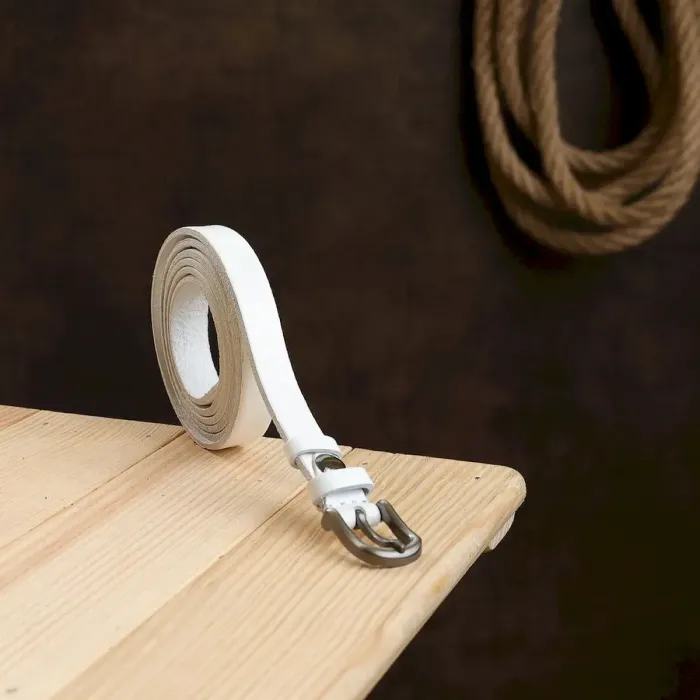 Женский тонкий ремень из натуральной кожи Vintage 20770 Белый