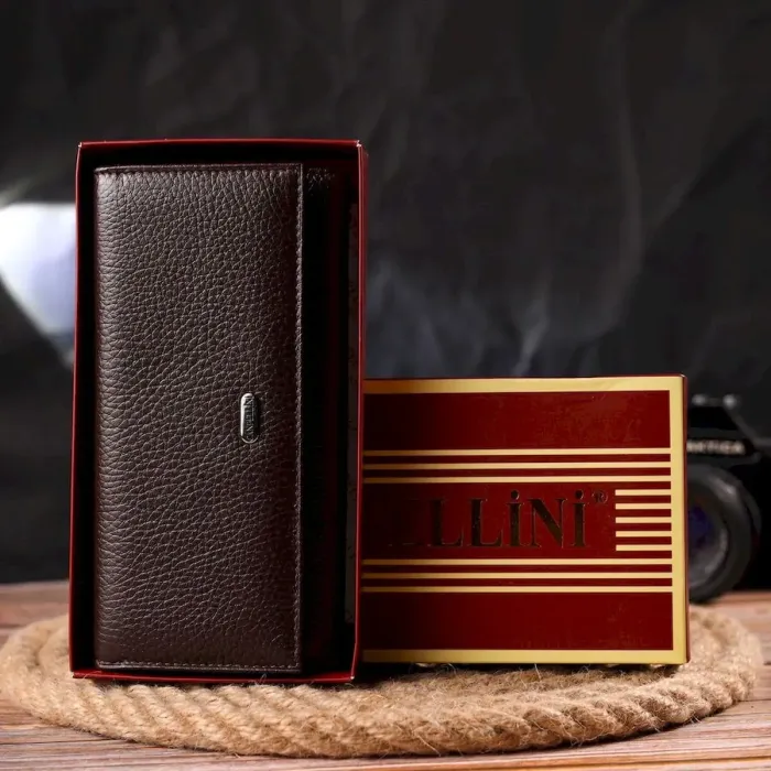 Женский удобный кошелек из натуральной зернистой кожи CANPELLINI 21654 Коричневый