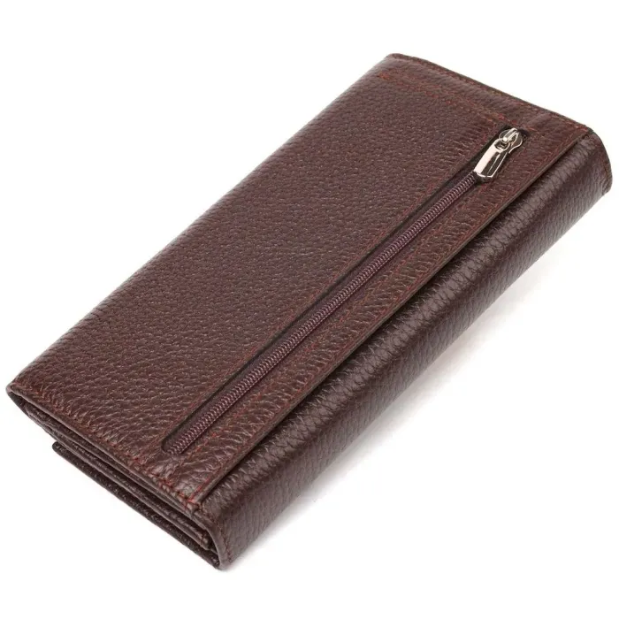 Женский удобный кошелек из натуральной зернистой кожи CANPELLINI 21654 Коричневый