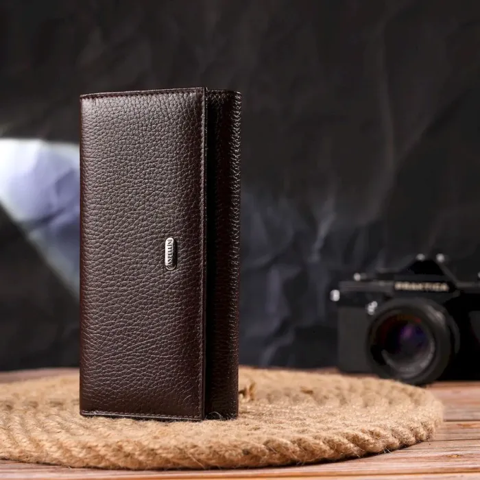 Женский удобный кошелек из натуральной зернистой кожи CANPELLINI 21654 Коричневый