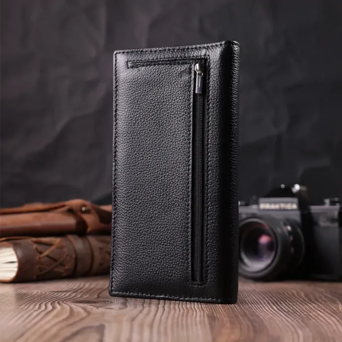 Жіночий вертикальний гаманець на магнітах із натуральної шкіри ST Leather 22538 Чорний