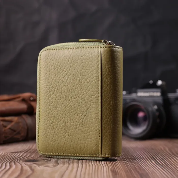 Женский вместительный кошелек из натуральной кожи Guxilay 19423 Оливковый