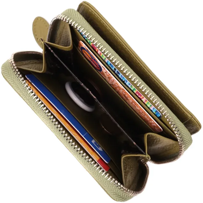 Женский вместительный кошелек из натуральной кожи Guxilay 19423 Оливковый