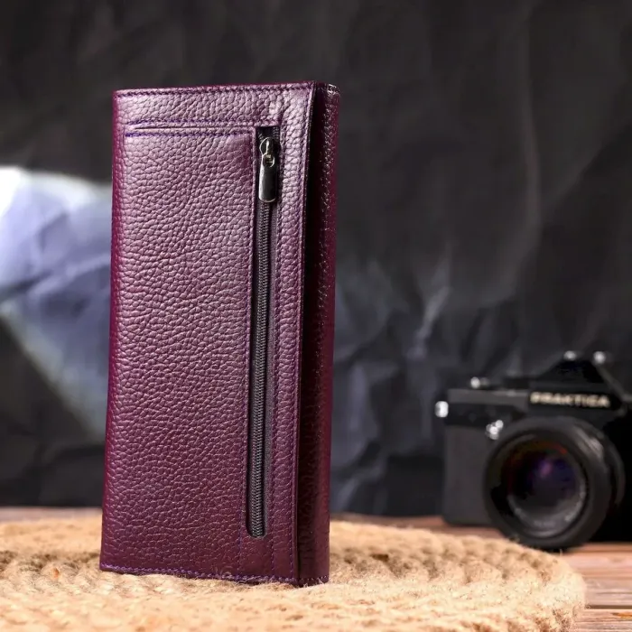 Жіночий гаманець з натуральної зернистої шкіри CANPELLINI 21630 Фіолетовий