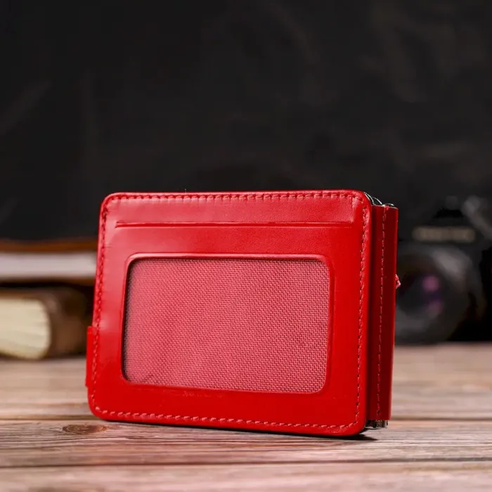 Женский зажим для денег из натуральной гладкой кожи CANPELLINI 21938 Красный
