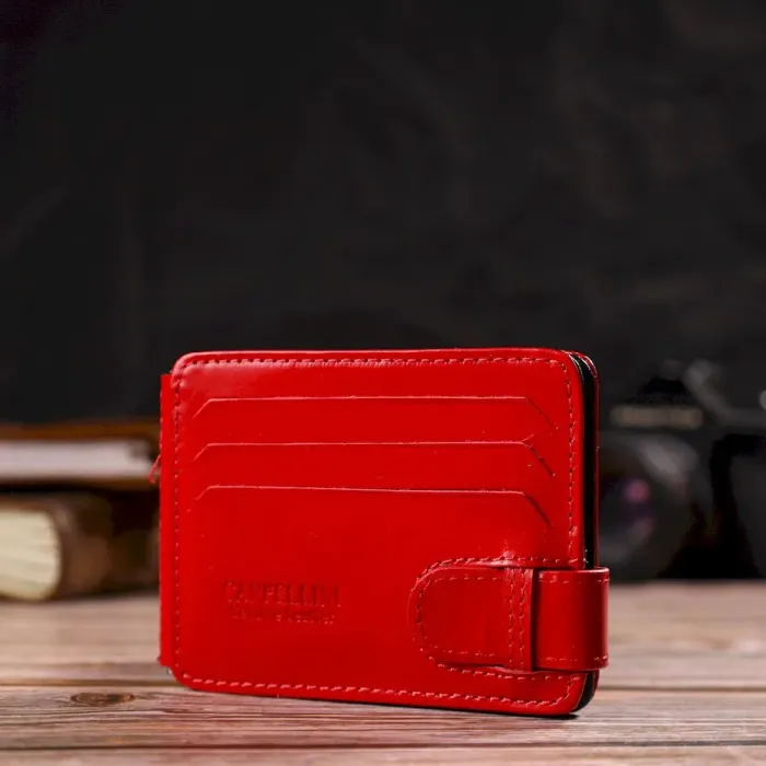 Женский зажим для денег из натуральной гладкой кожи CANPELLINI 21938 Красный