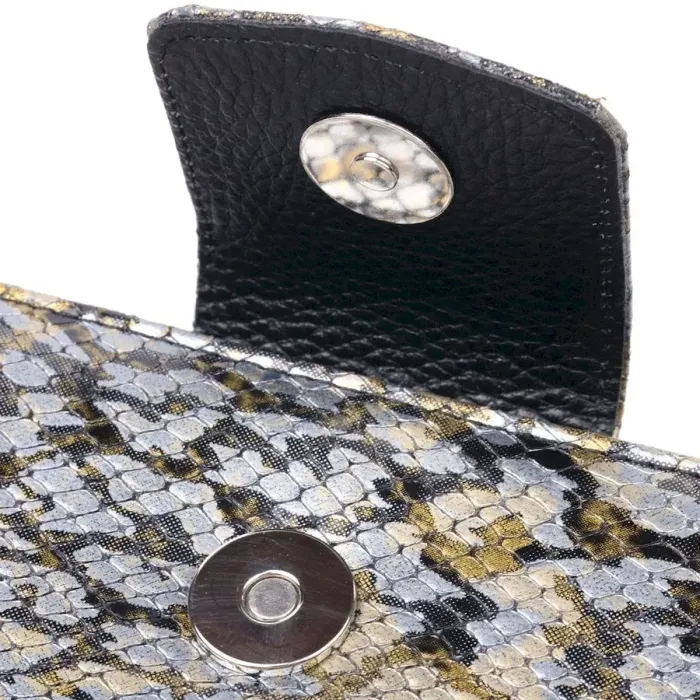 Жіноче велике портмоне з фактурної шкіри під рептилію KARYA 21104 Сірий