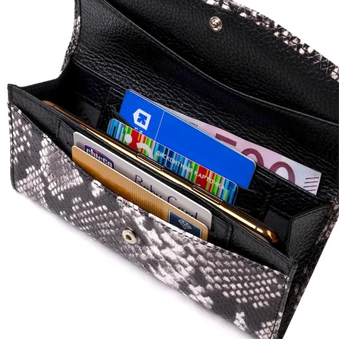 Женское фактурное портмоне из натуральной кожи с тиснением под змею CANPELLINI 21692 Разноцветное