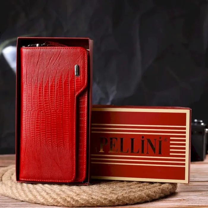 Женское портмоне клатч из натуральной кожи CANPELLINI 21534 Красное